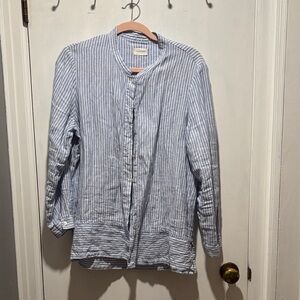 POETRY stripe linen button down top
